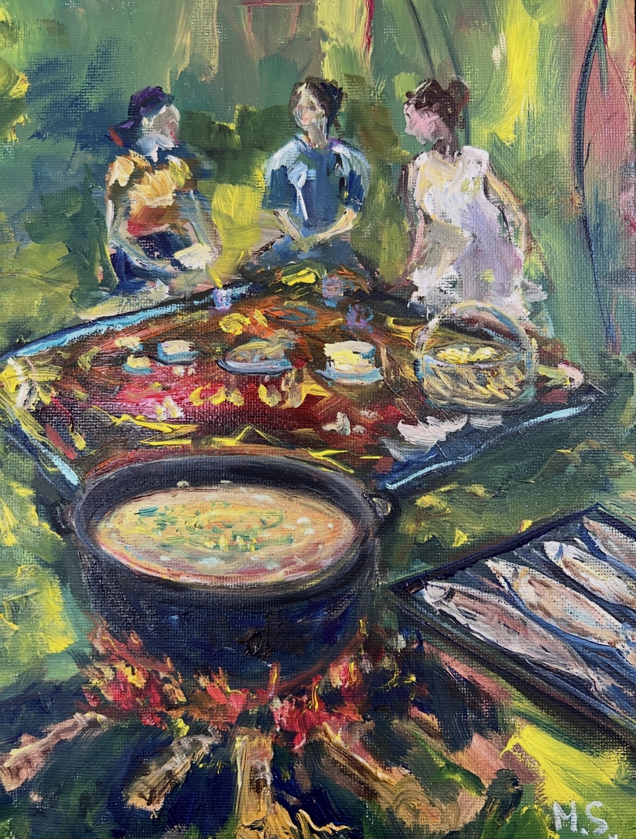 Picnic in the Forest — original Ukrainian painting by Marina Stognieva, Donetsk region, Picturesque Guide to Ukraine